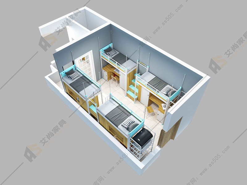 公寓床宿舍鳥瞰圖